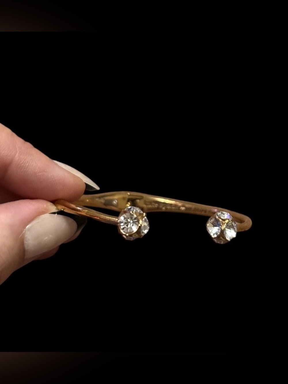 Kate Spade Gold-Tone Open Cuff Bracelet with Clear Crystal Ends